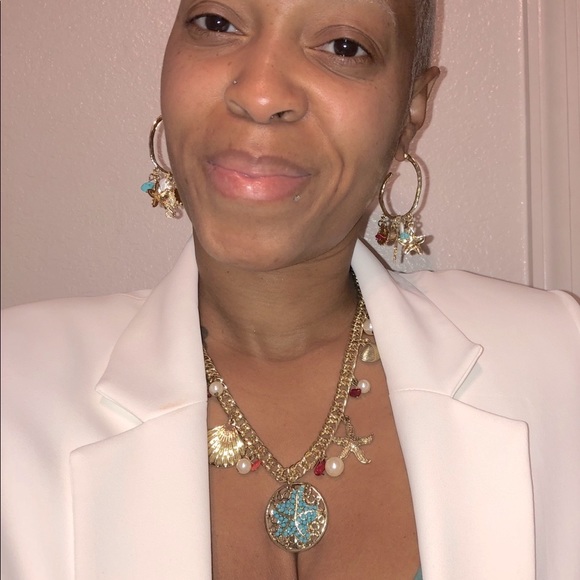 Turquoise seashell beachy jewelry set - Picture 6 of 6